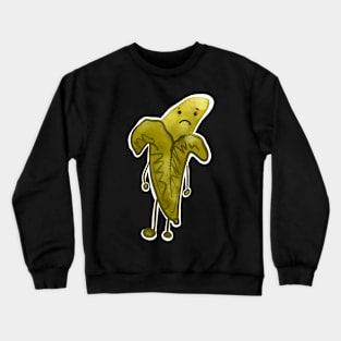 Sad Banana On Yellow Background Crewneck Sweatshirt